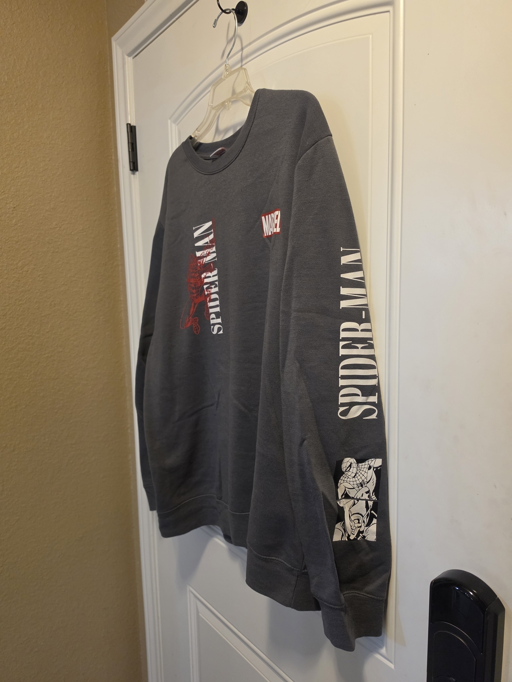 Marvel Spider-Man Graphic Crewneck Sweatshirt Charcoal Gray XL Big Back Print - Picture 4 of 4